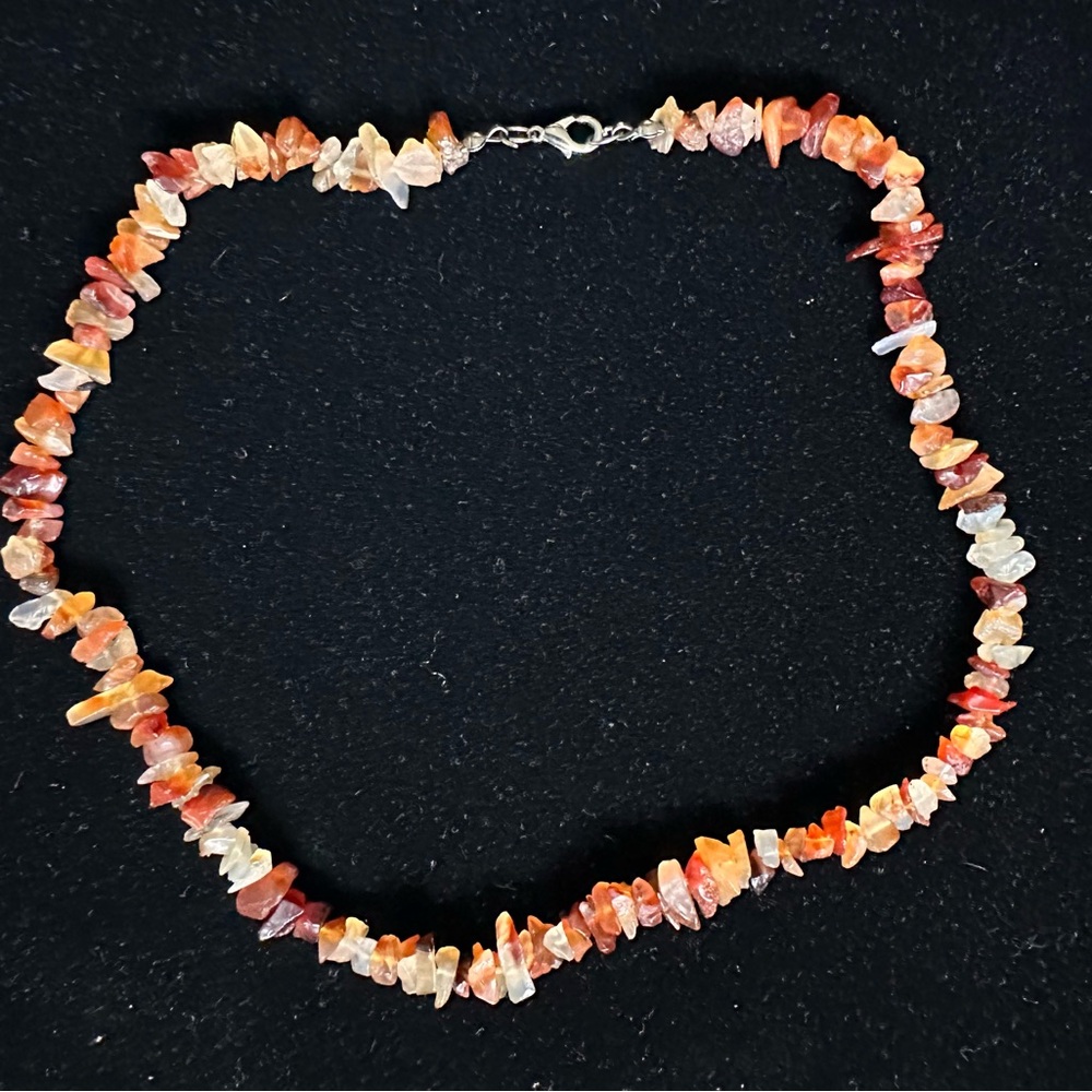 🔥 Red Carnelian Chip Necklace — Natural Stone Energy Jewelry ✨